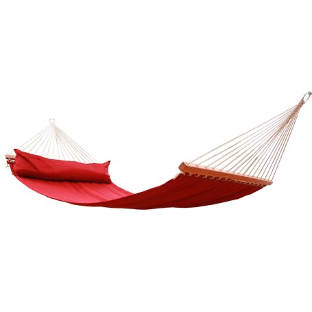 MacaMex Miami Single, punainen riippumatto päätypuilla, säänkestävä